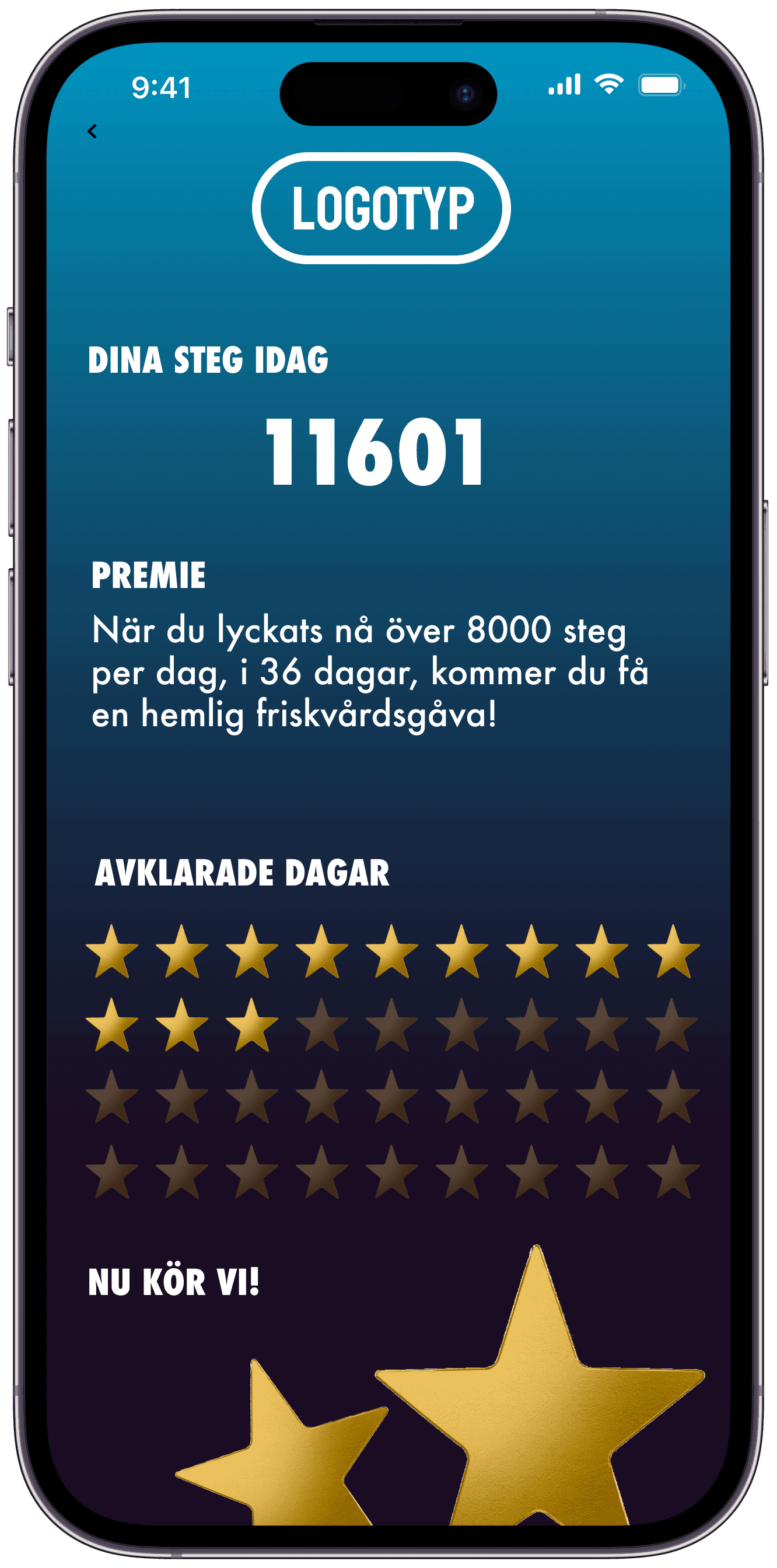 Stegutmaning Milstolpar i Adda Steg-appen