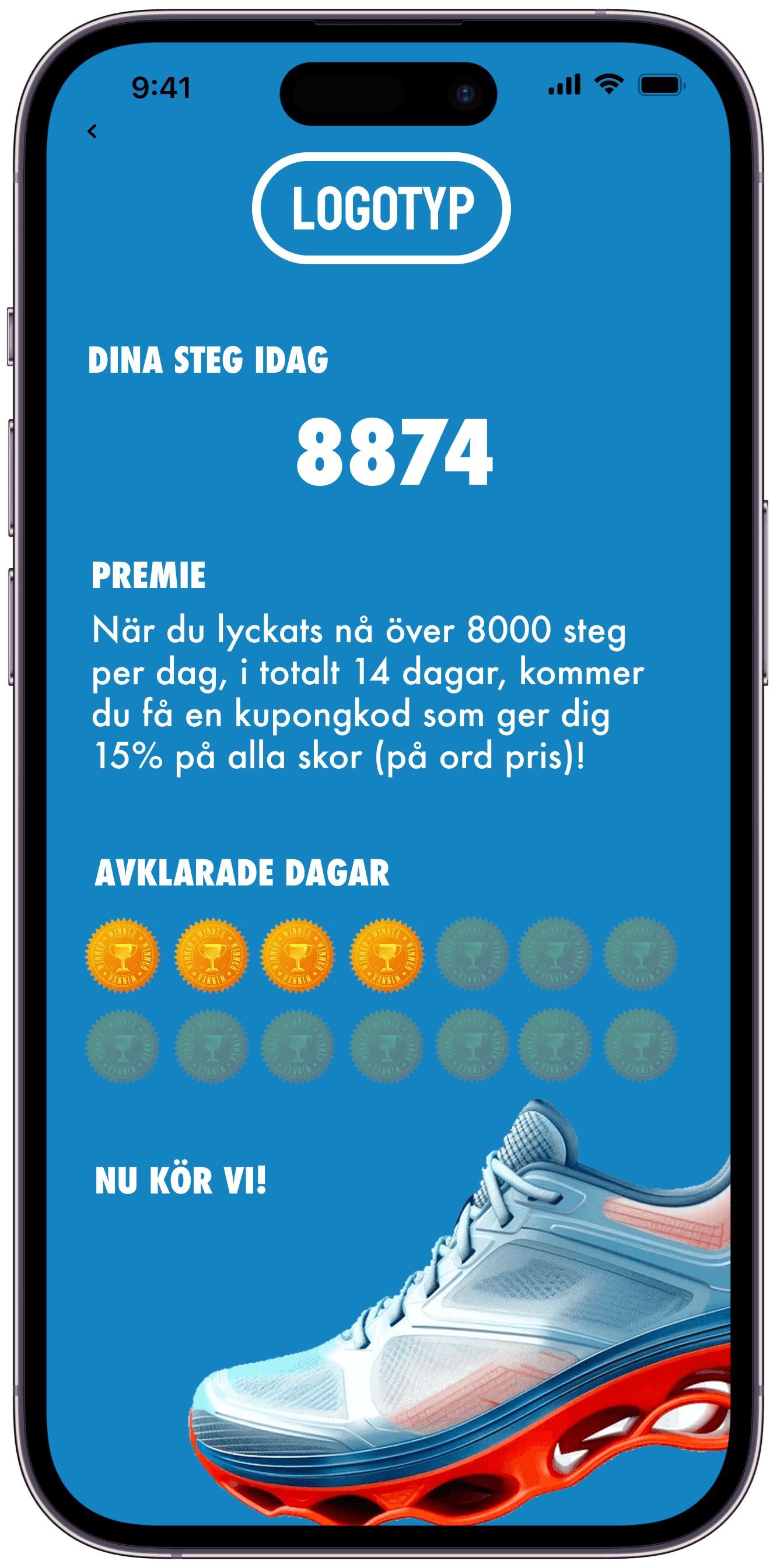 Exempel på extern stegutmaning i Adda Steg-appen