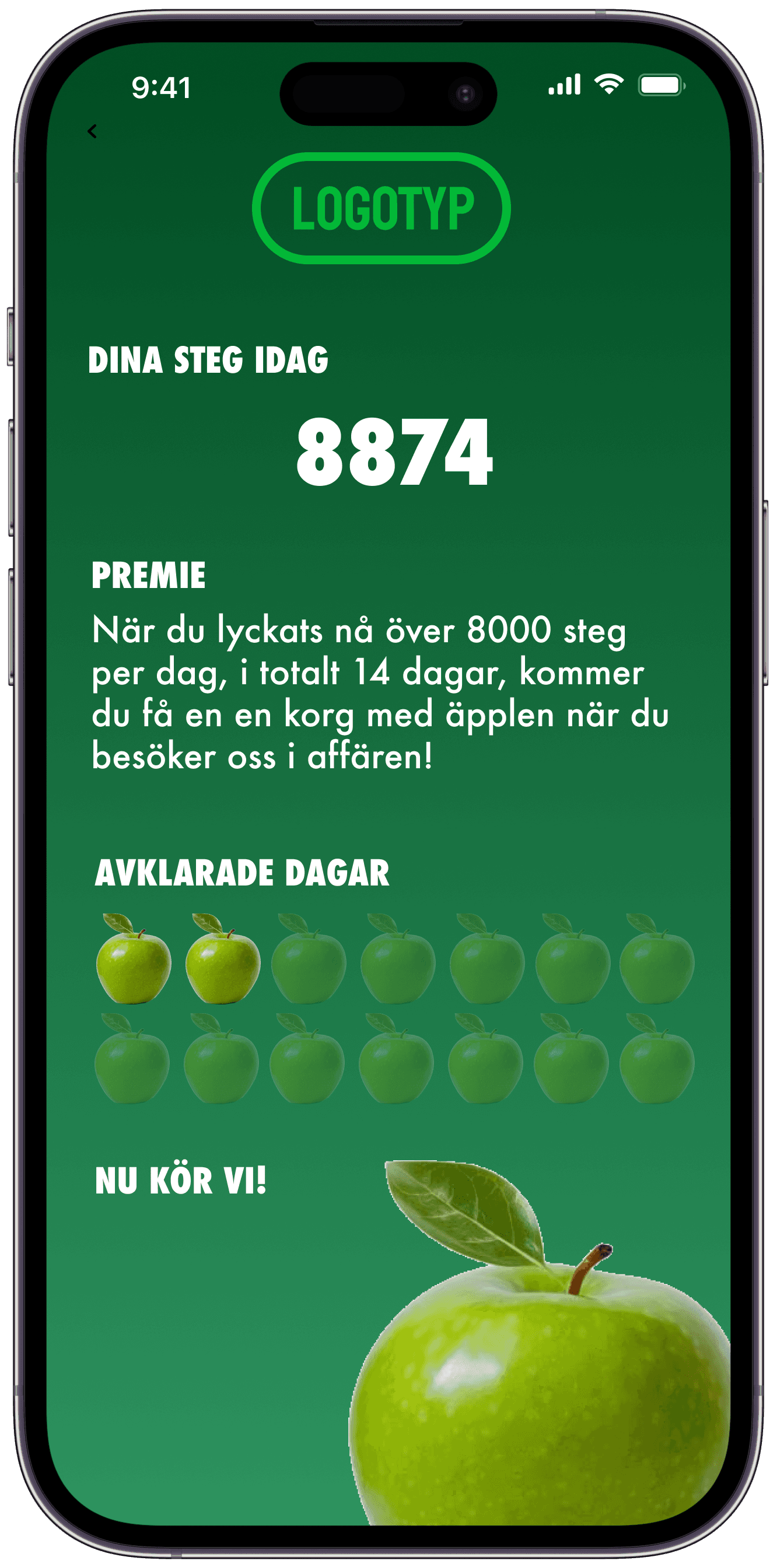 Adda Steg-appen som visar en pågående utmaning